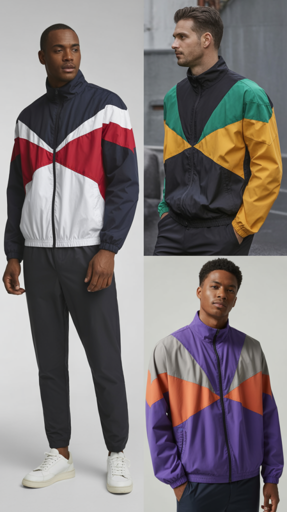 Color-Blocked Windbreaker With Neutral Bottoms