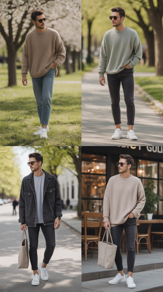 Oversized Sweater with Slim Denim