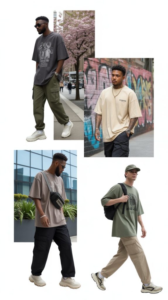 Oversized Graphic Tee With Cargo Pants