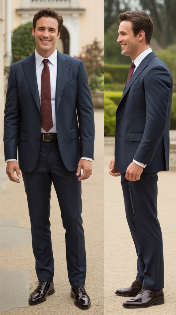 Classic Navy Suit With White Dress Shirt
