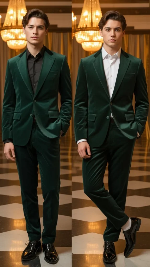 Emerald Green Velvet Suit