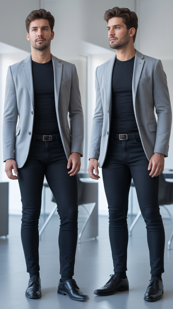 Black Jeans With Gray Sports Coat
