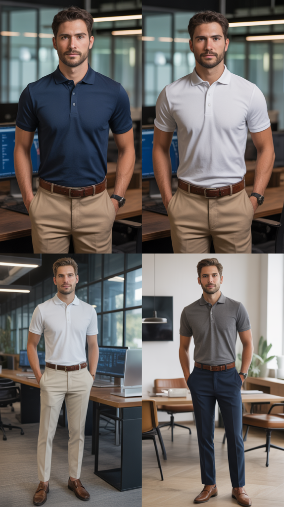 Polo Shirt with Tailored Pants Look