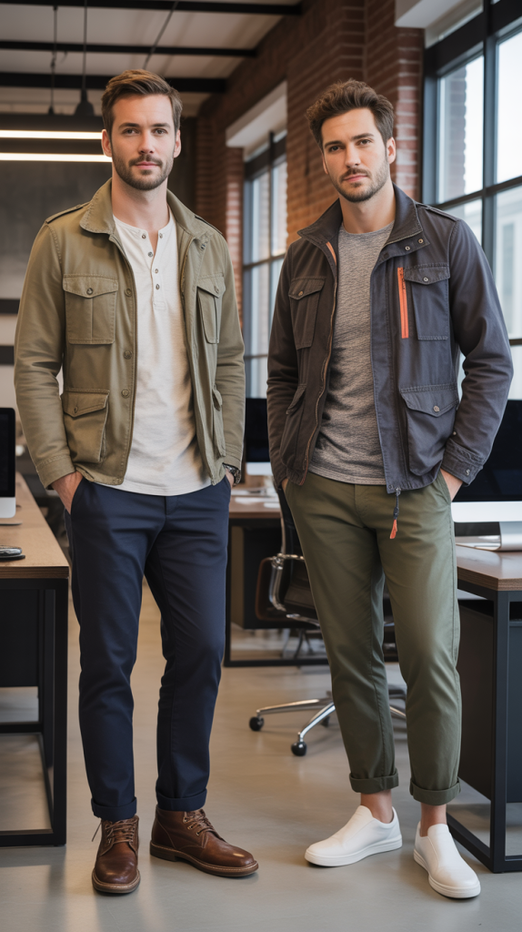  Safari/Field Jacket Over Casual Shirt