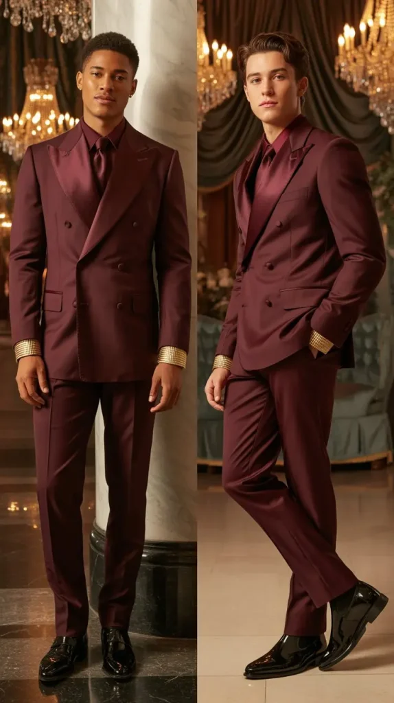  Deep Pink Burgundy-Toned Suit for Regal Appeal