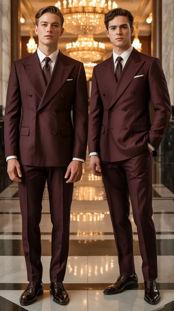 Burgundy Double-Breasted Suit