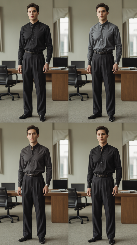 Pleated Pants with Structured Blouse