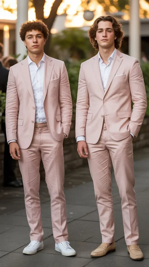 Light Pink Linen Suit for an Outdoor Prom