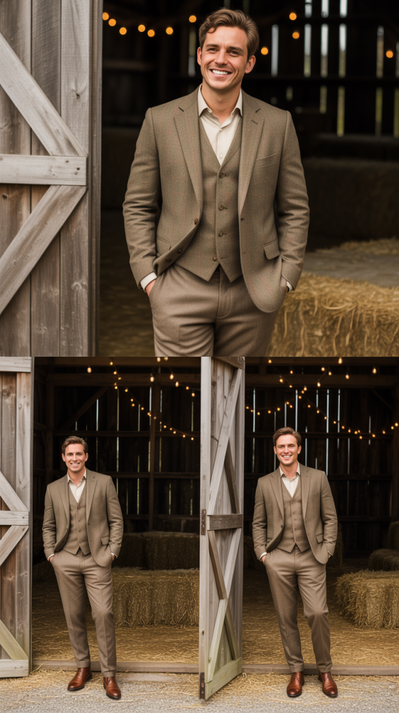 Tweed Suit For Rustic Weddings