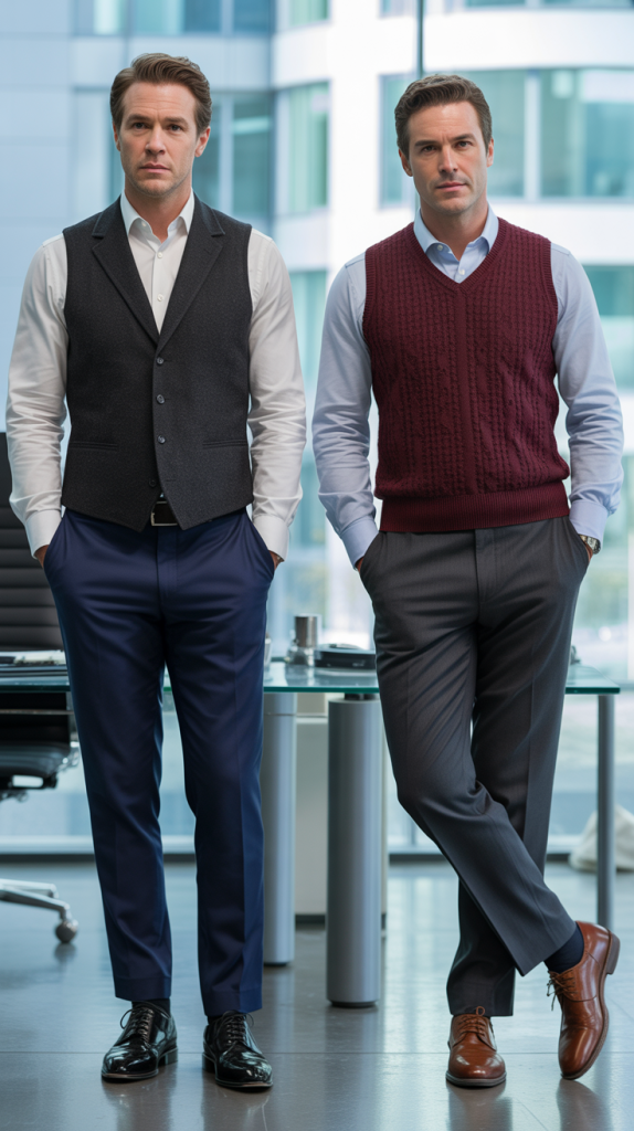 Vest Over Dress Shirt Combination