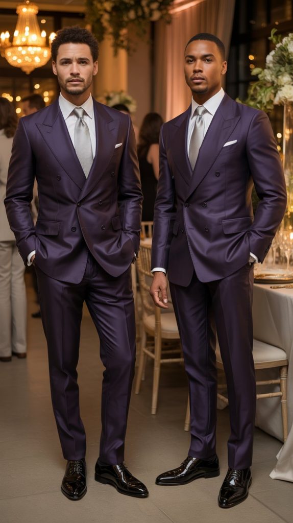 Deep Purple Suit with Silver Accessories