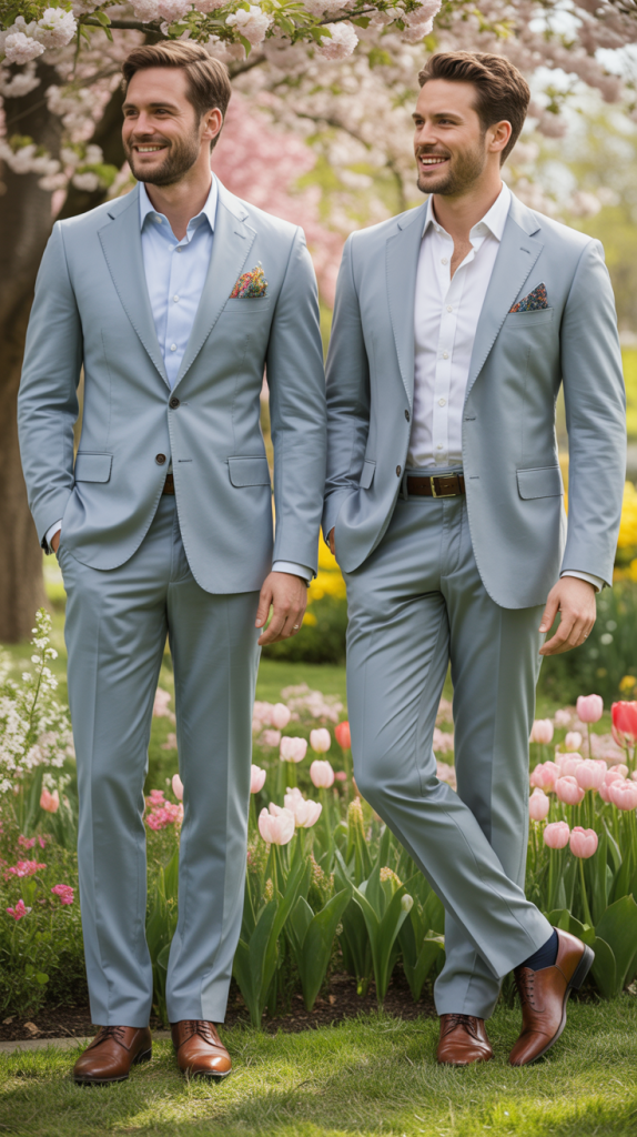 Light Gray Suit For Spring Weddings