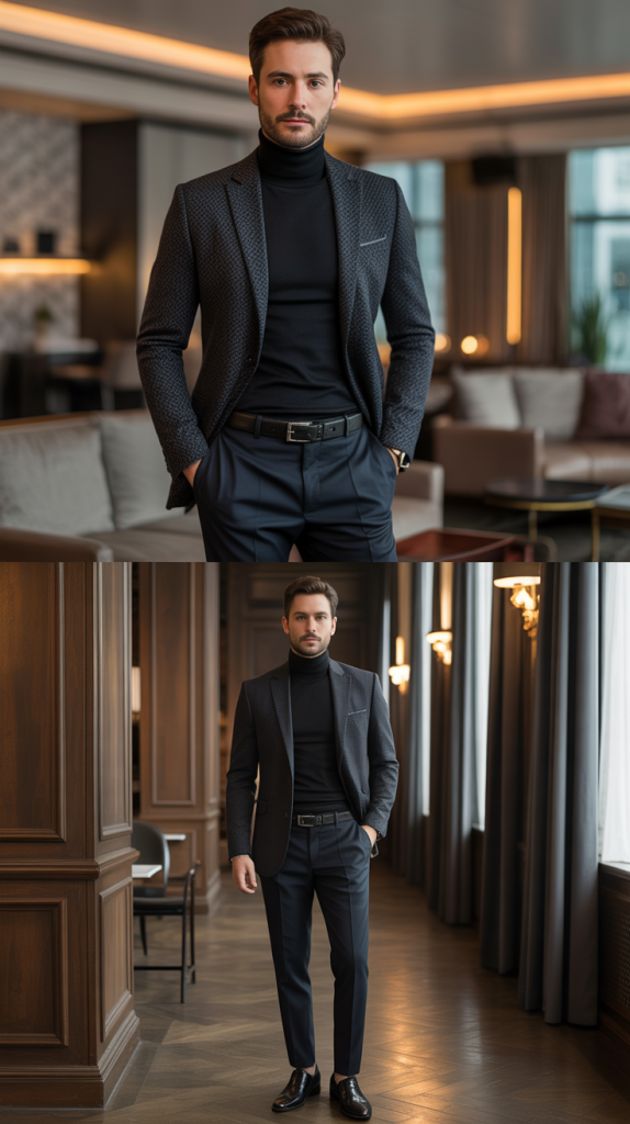 Turtleneck and Sport Coat Combination