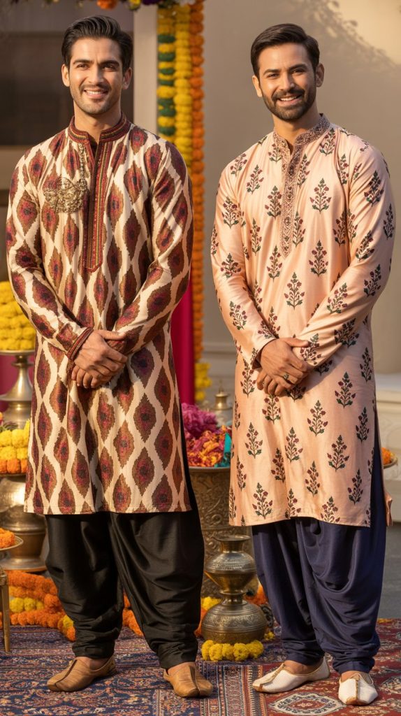 Printed Kurta with Solid Pajama