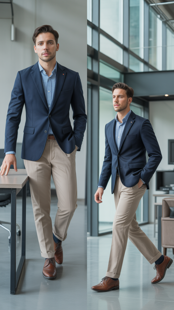  The Classic Blazer and Chinos Combination