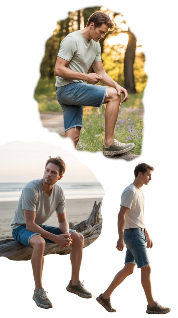Frayed Hem Jorts With Eco-Friendly Sneakers