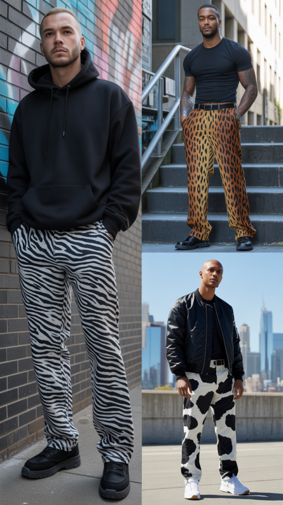 Zebra Or Animal Print Pants With Solid Black Top