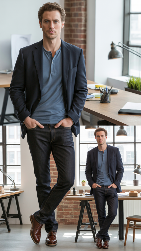 Henley Shirt Under Blazer