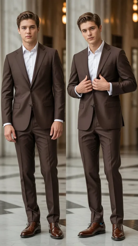 Classic Chocolate Brown Two-Button Suit