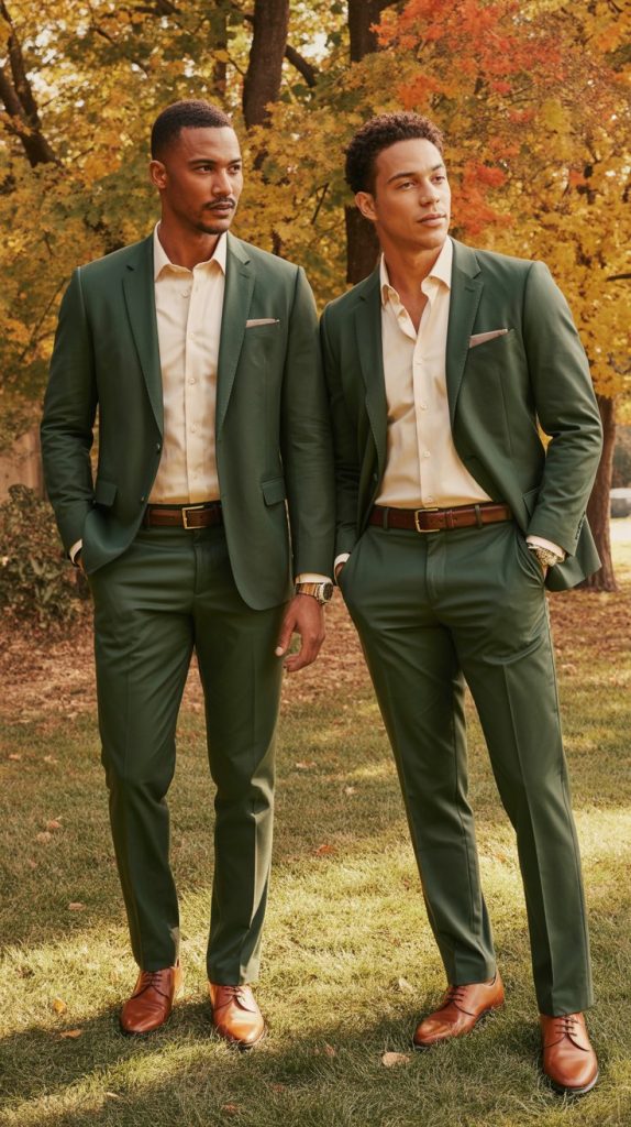  Forest Green Suit for Fall Weddings