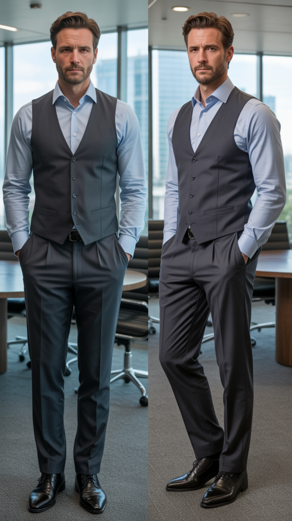 Dress Shirt with Vest and Trousers
