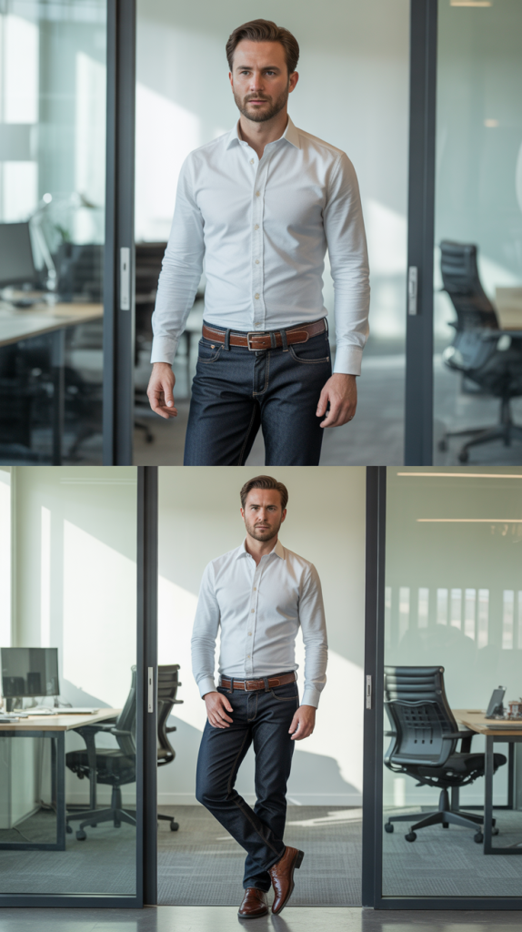 Smart Button-Down Shirt with Dark Denim