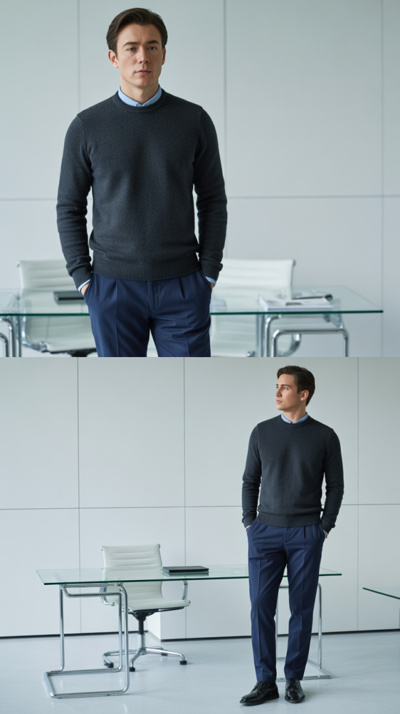 Mock Neck Sweater with Dress Pants