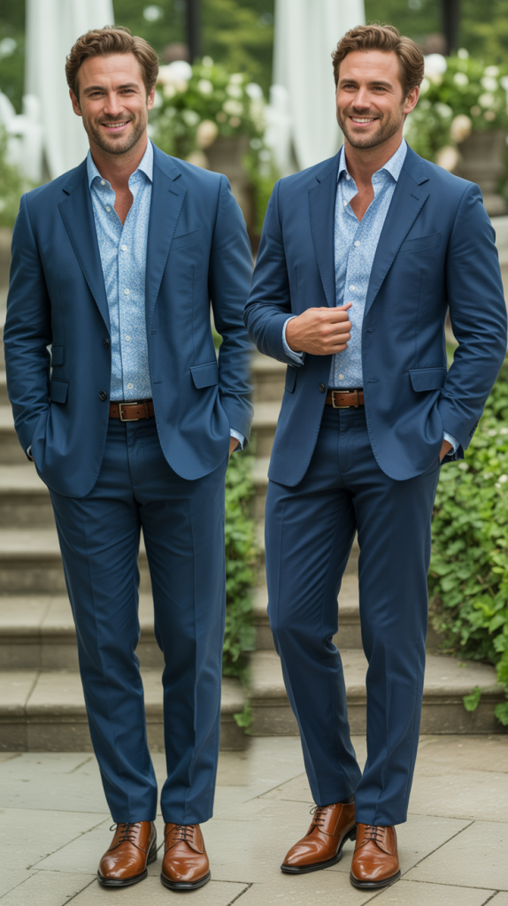 Patterned Shirt With Solid Suit