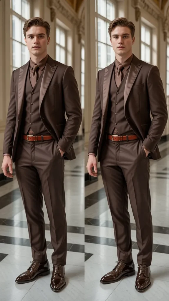 Brown Suit with Matching Brown Shoes