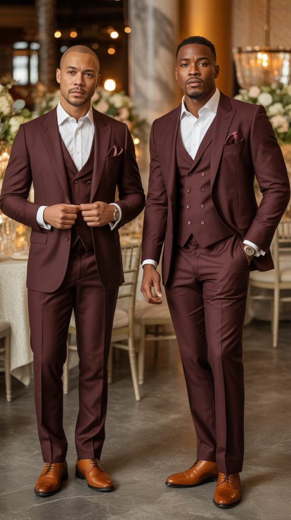 Burgundy Three-Piece Suit