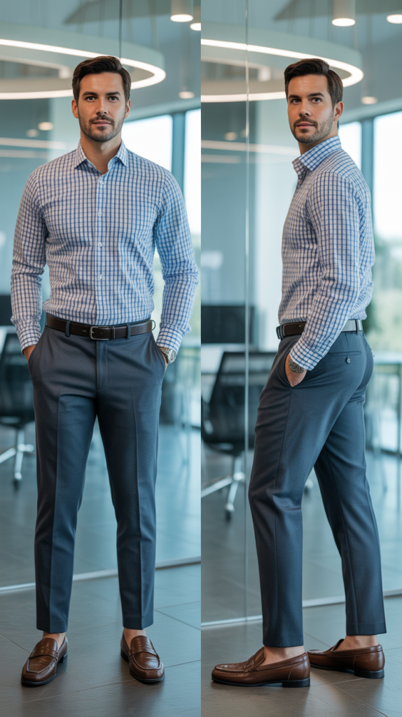 Patterned Shirt with Neutral Bottoms