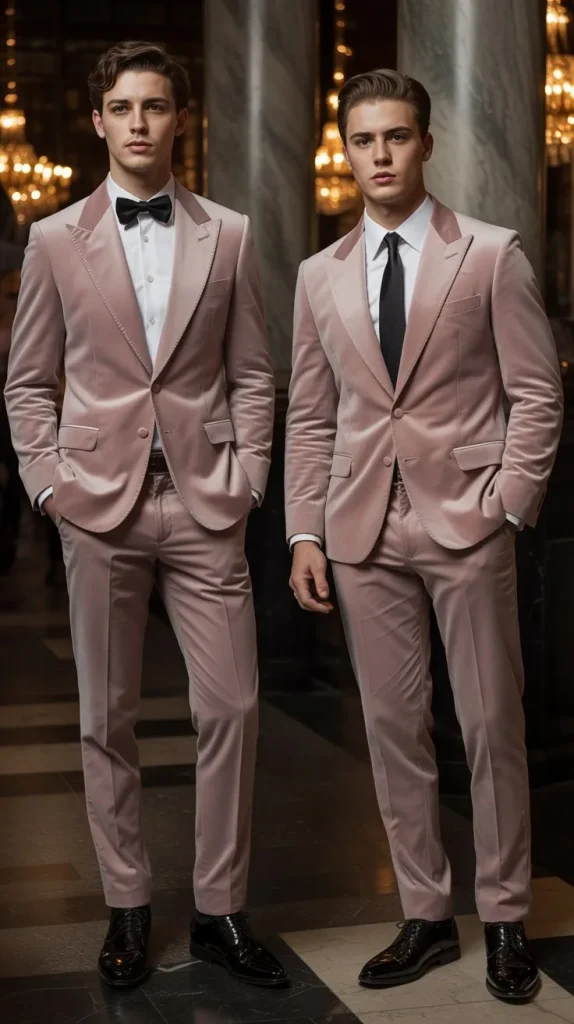 Light Pink Velvet Suit for Luxury Appeal