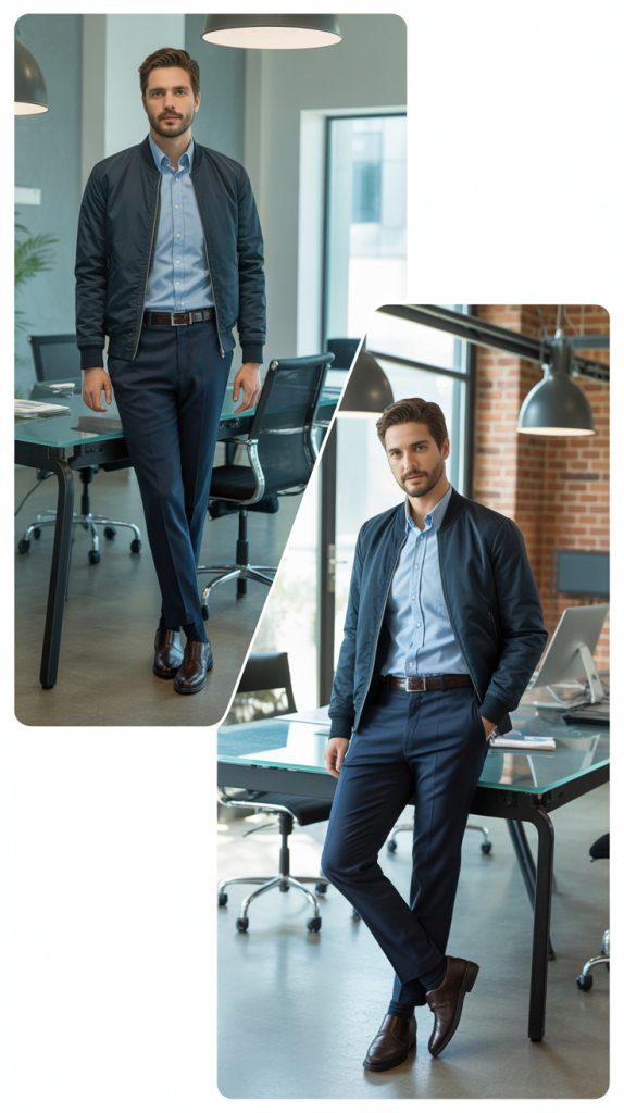 Bomber Jacket with Collared Shirt