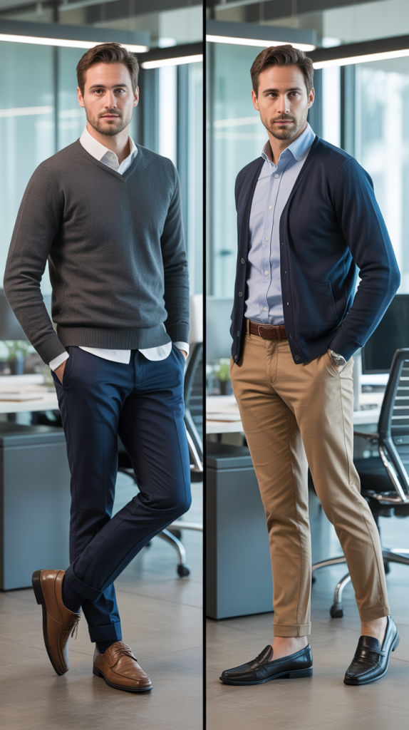 Sweater Over Dress Shirt Ensemble
