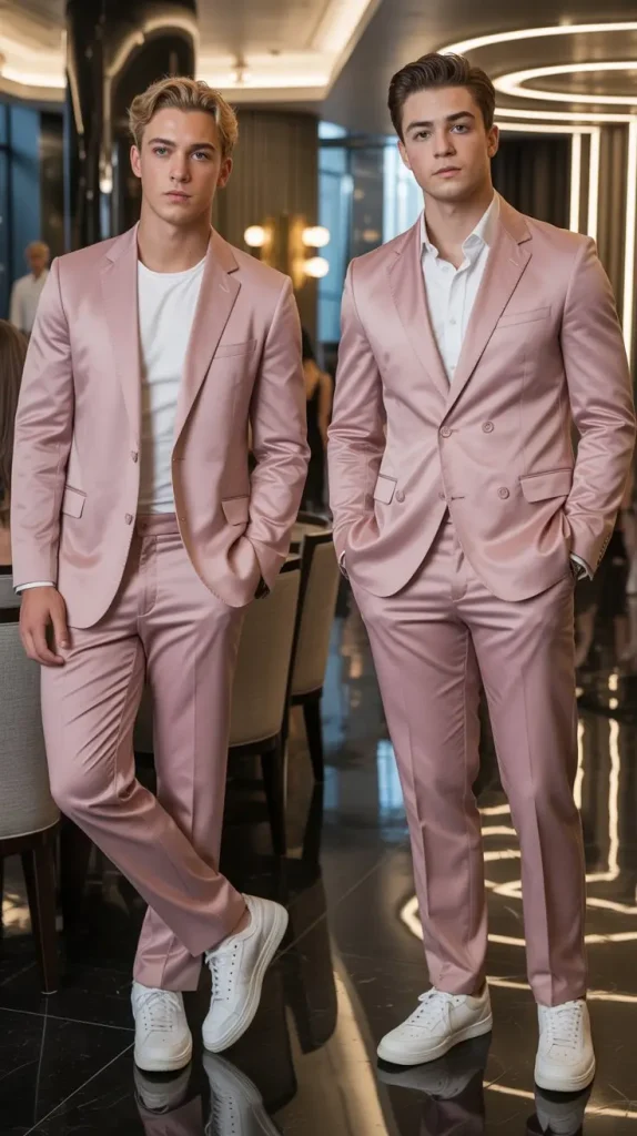 Pink Suit with Sneakers for a Streetwear-Inspired Prom Look