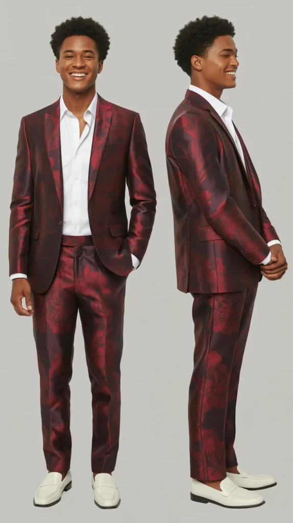 Red Floral Print Suit