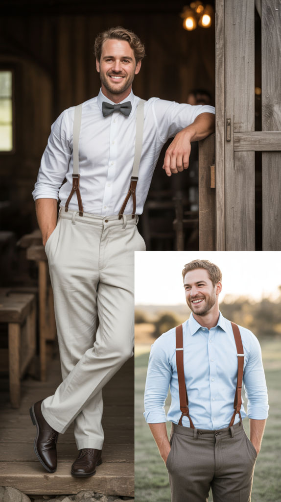 Dress Shirt And Dress Pants With Suspenders