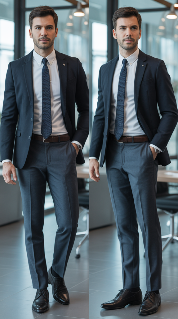 Knit Tie with Button-Down and Blazer