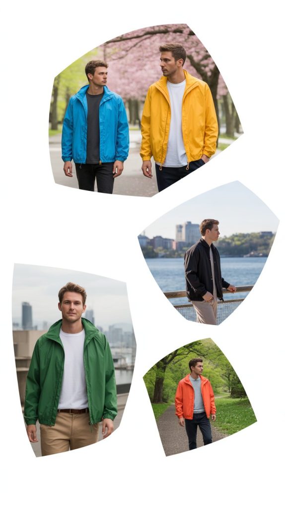 Colorful Windbreaker Paired With Monochrome Base