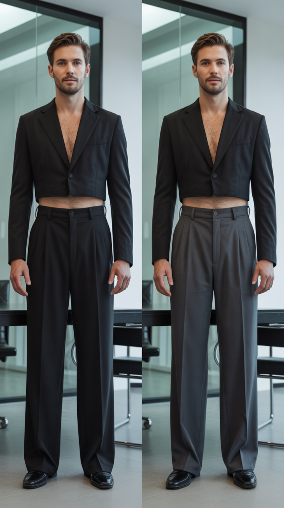  Cropped Jacket with High-Waisted Pants