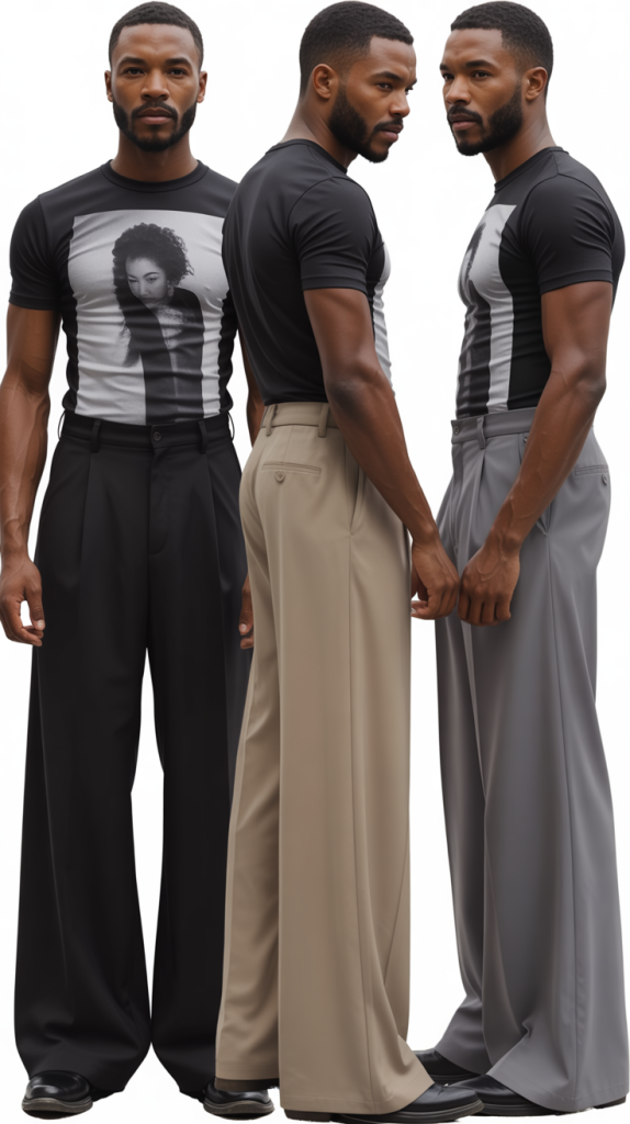 Wide-Leg Trousers With Fitted Graphic Tee