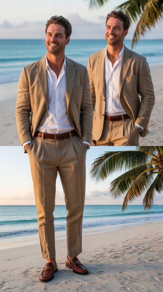 Tan or Beige Linen Suit