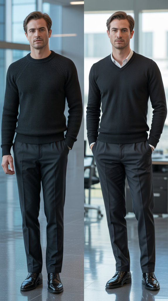 Knit Sweater and Tailored Trousers