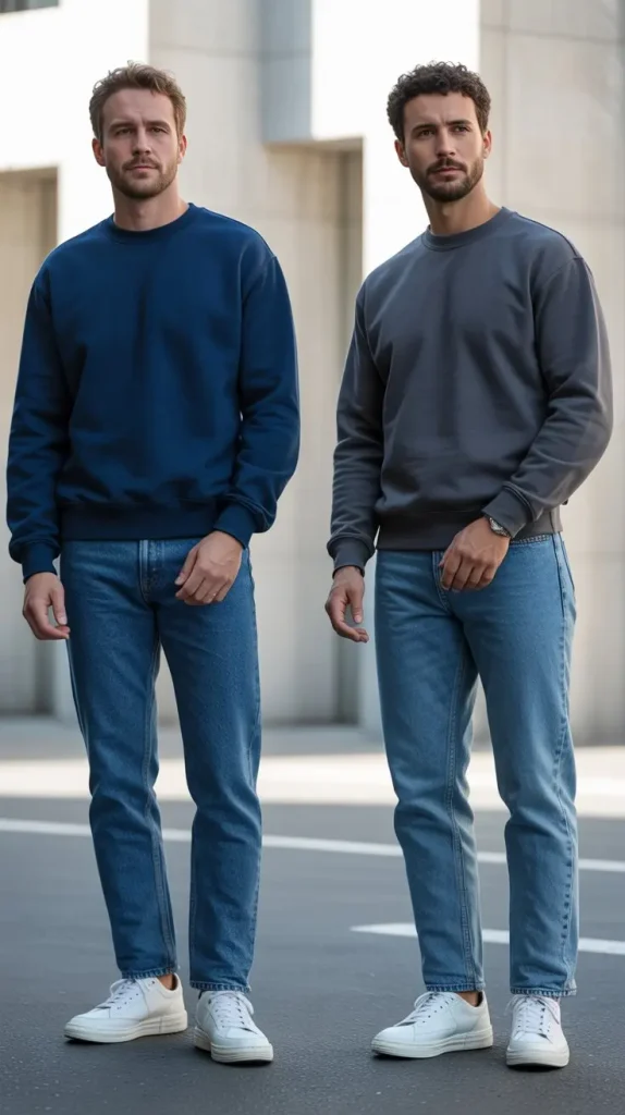 Crewneck Sweatshirt with Straight-Leg Jeans