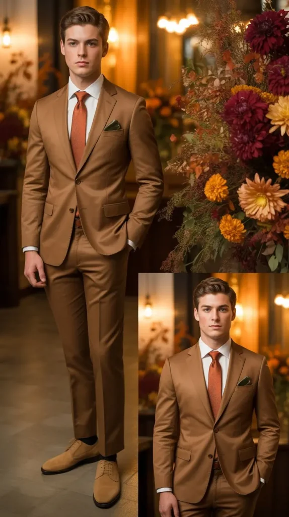  Brown Suit with Earth Tone Accessories