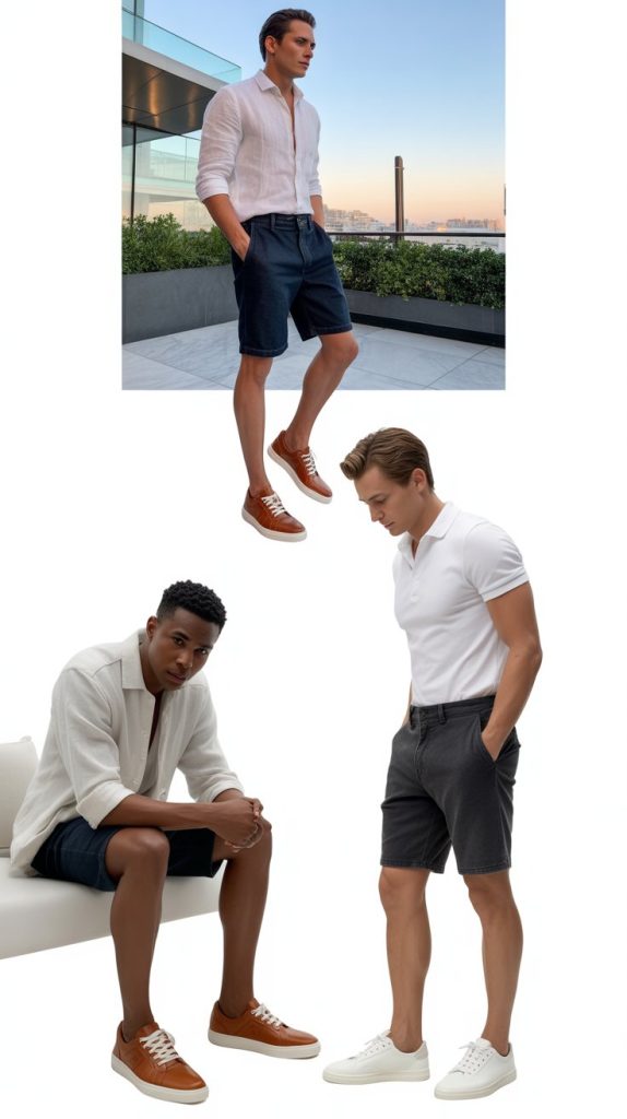 Tailored Jorts With Premium Leather Sneakers