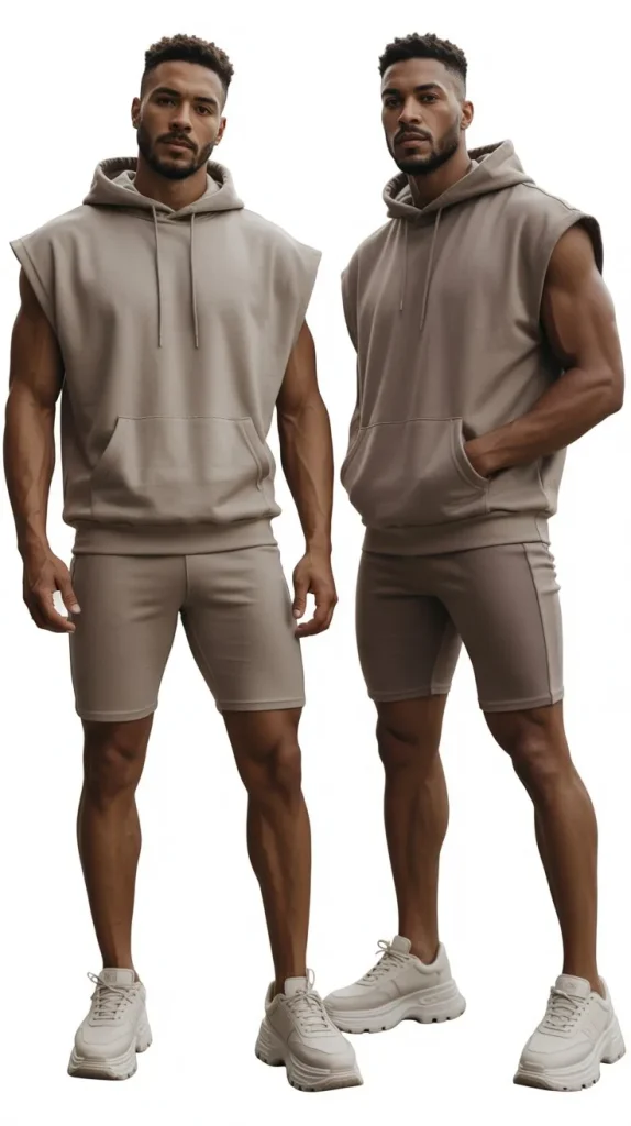 Sleeveless Hoodie and Biker Shorts Look