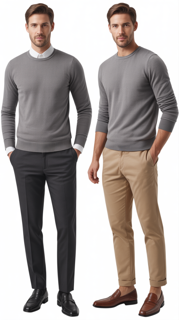 Gray Crew-Neck Sweater Neutral