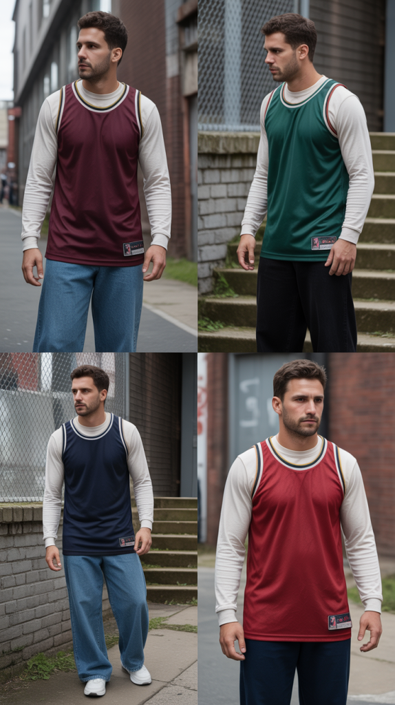 Retro Sports Jersey Over Long Sleeve