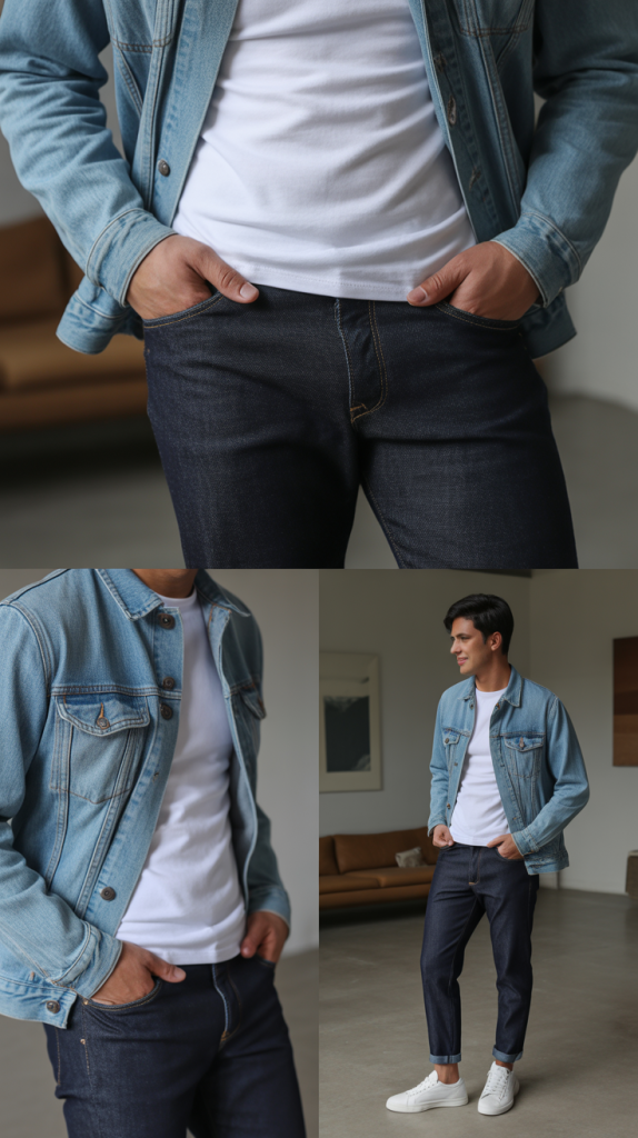 Denim-on-Denim with White Tee Break